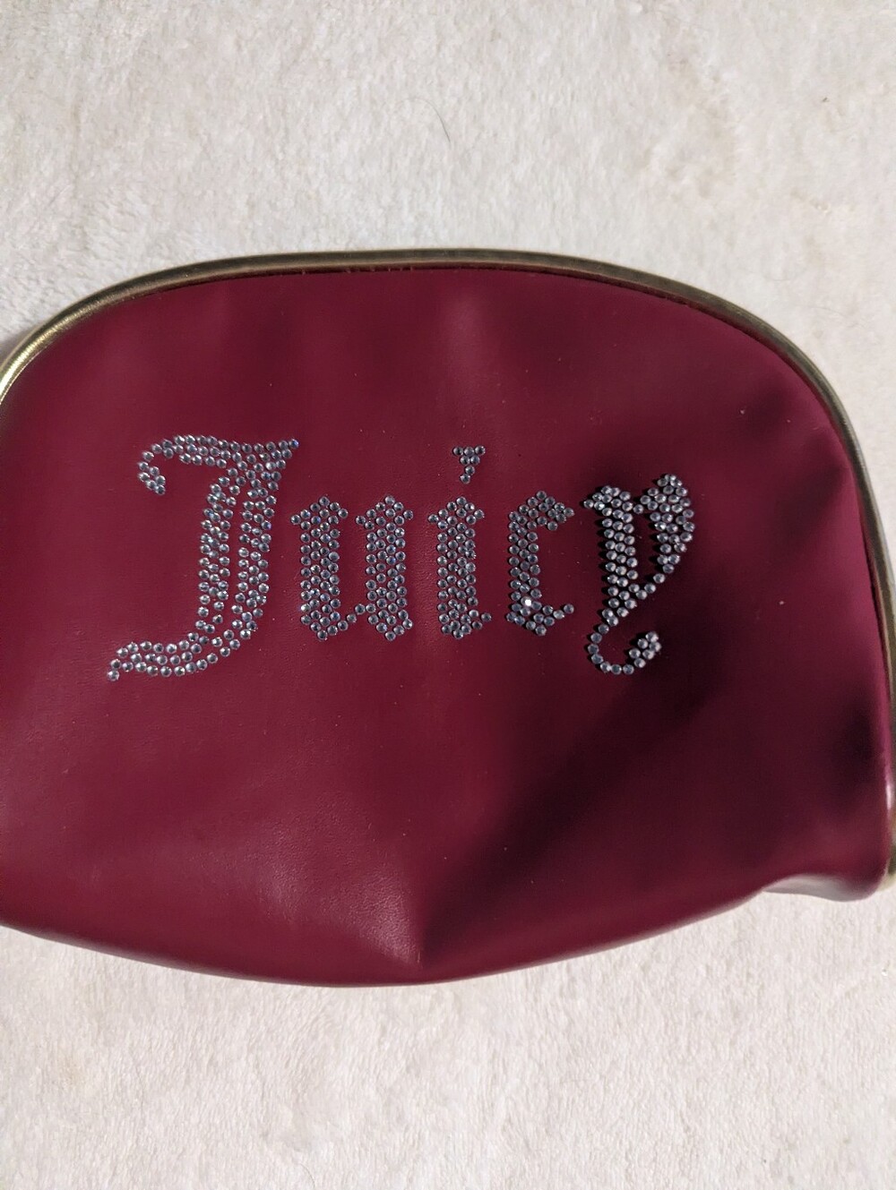 Juicy Couture Burgundy Rhinestone Logo Cosmetic Case